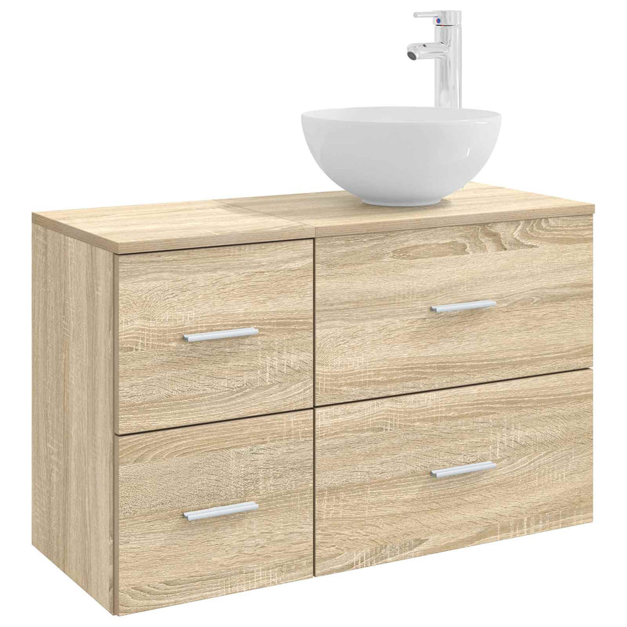 Badkamermeubelset 2 pcs Sonoma Eiken Bewerkt hout