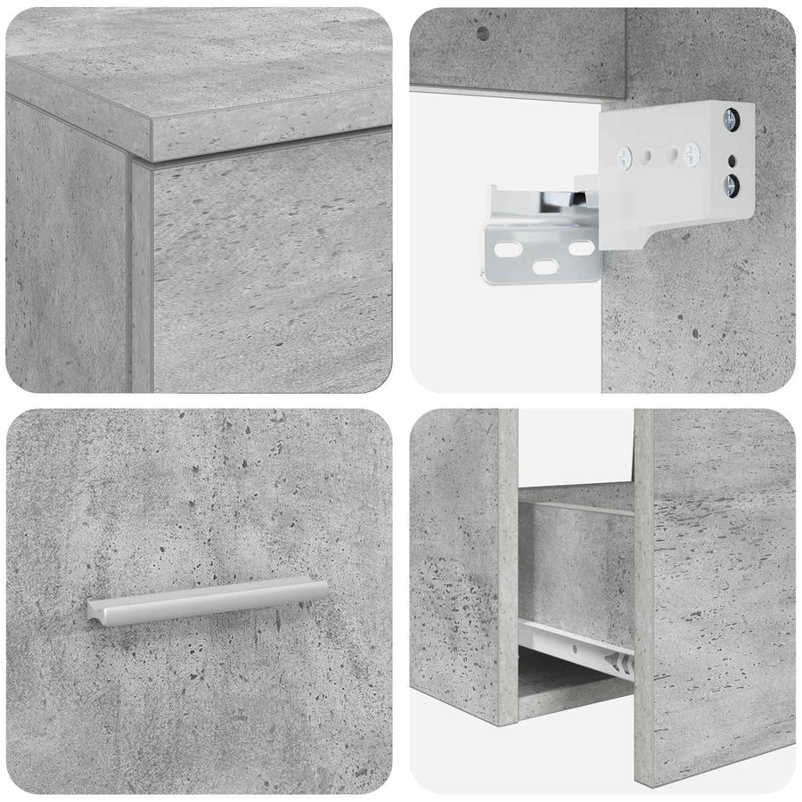 Badkamermeubelset 2 pcs Betongrijs Bewerkt hout