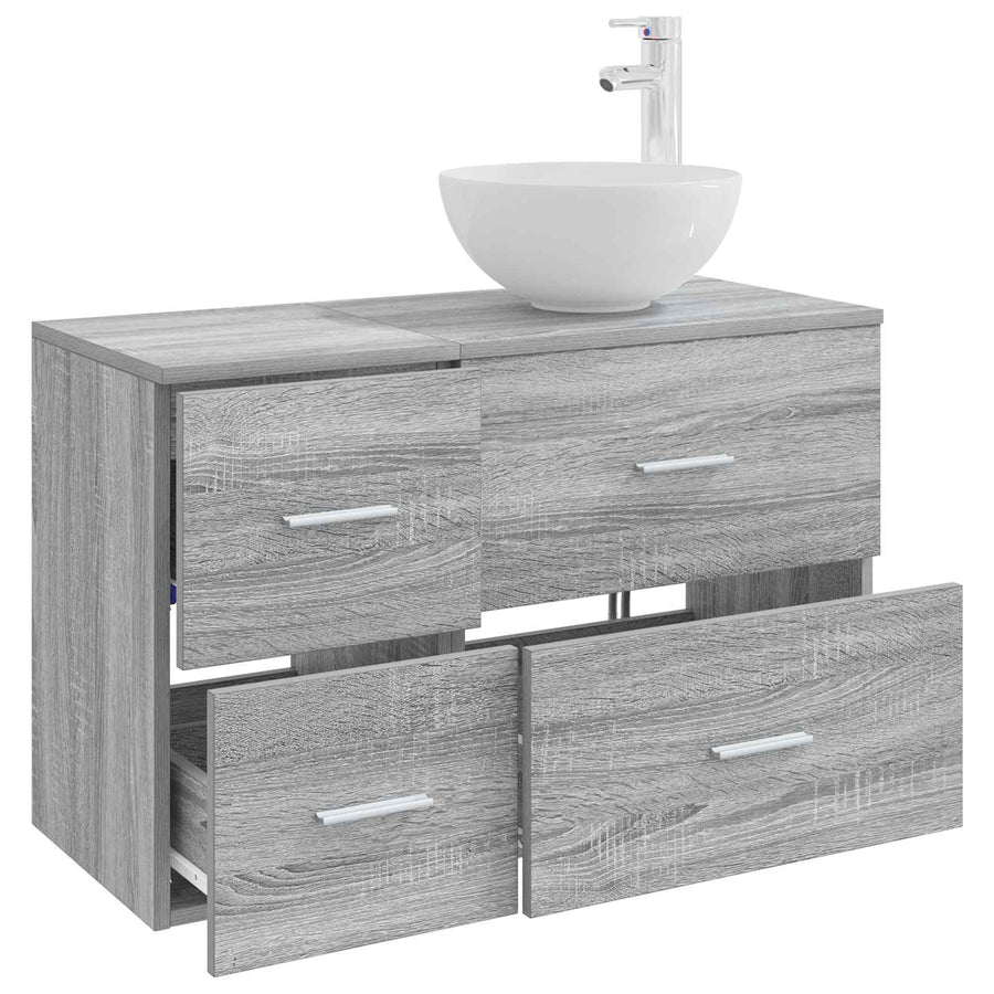 Badkamermeubelset 2 pcs Grijs Sonoma Bewerkt hout