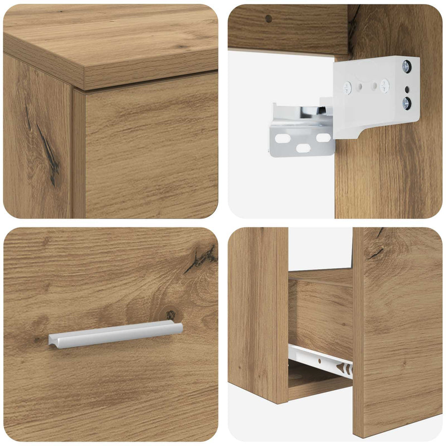 Badkamermeubelset 2 pcs Artisanaal eiken Bewerkt hout