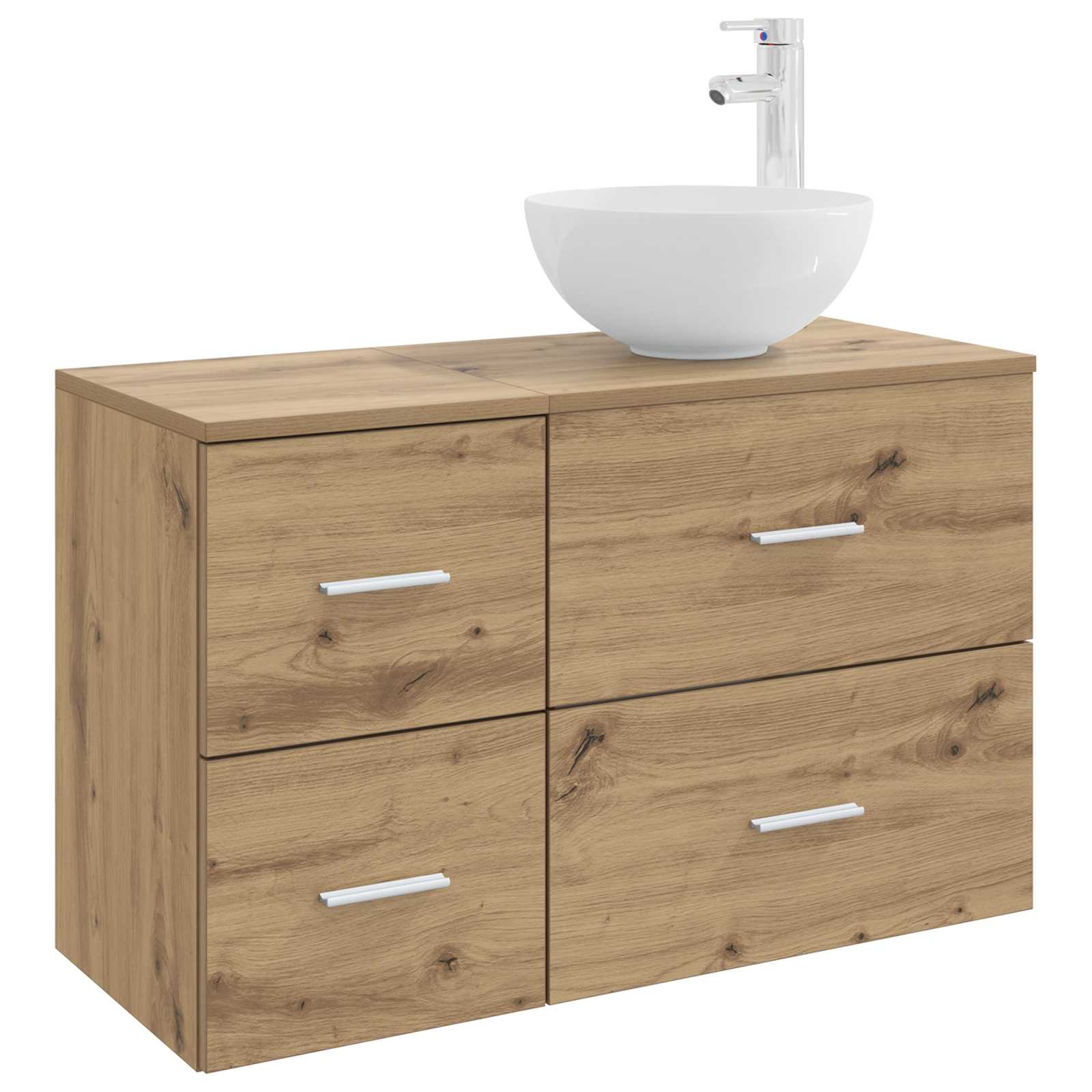 Badkamermeubelset 2 pcs Artisanaal eiken Bewerkt hout