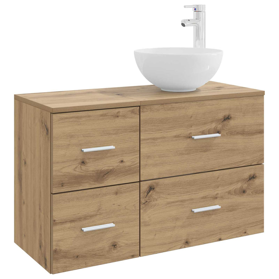 Badkamermeubelset 2 pcs Artisanaal eiken Bewerkt hout
