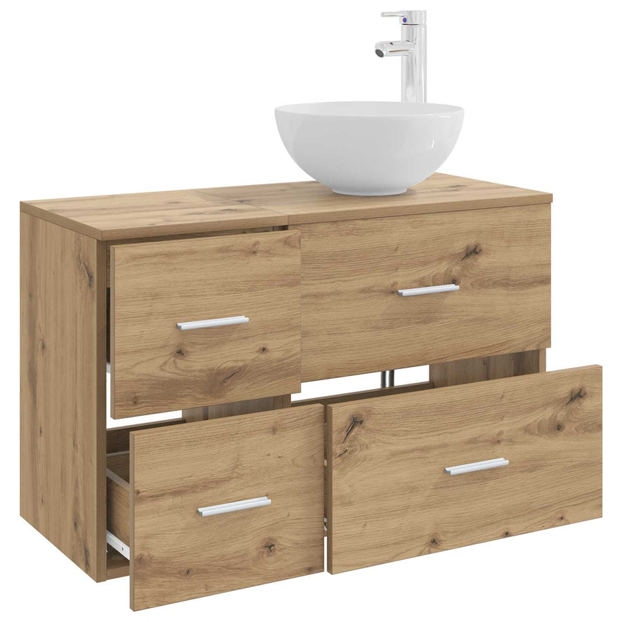 Badkamermeubelset 2 pcs Artisanaal eiken Bewerkt hout