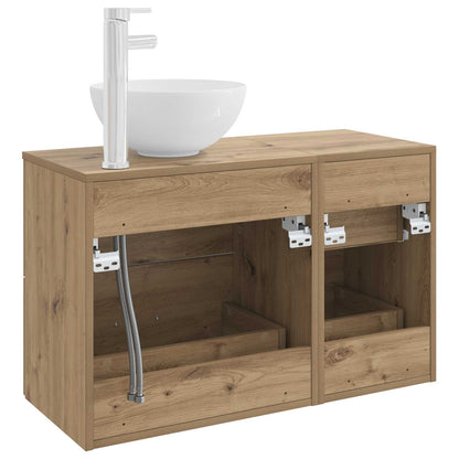 Badkamermeubelset 2 pcs Artisanaal eiken Bewerkt hout