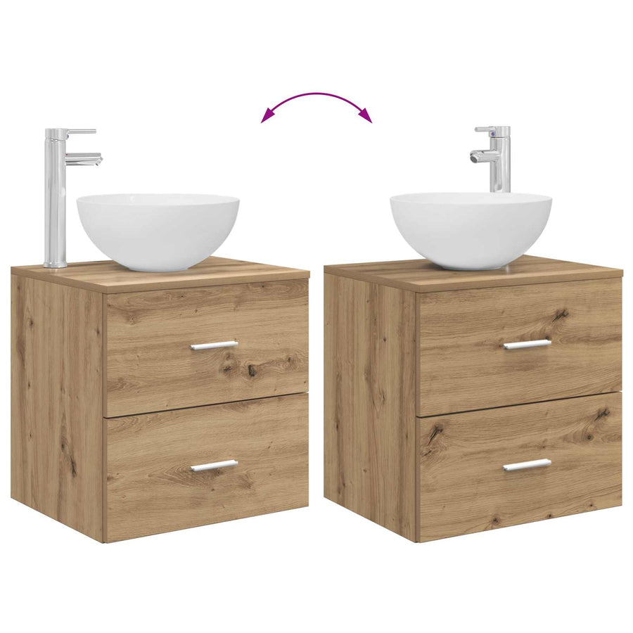 Badkamermeubelset 2 pcs Artisanaal eiken Bewerkt hout