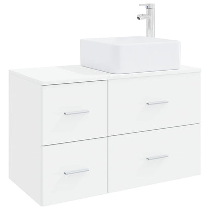 Badkamermeubelset 2 pcs Wit Bewerkt hout