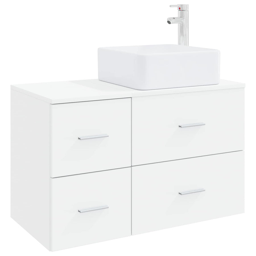 Badkamermeubelset 2 pcs Wit Bewerkt hout