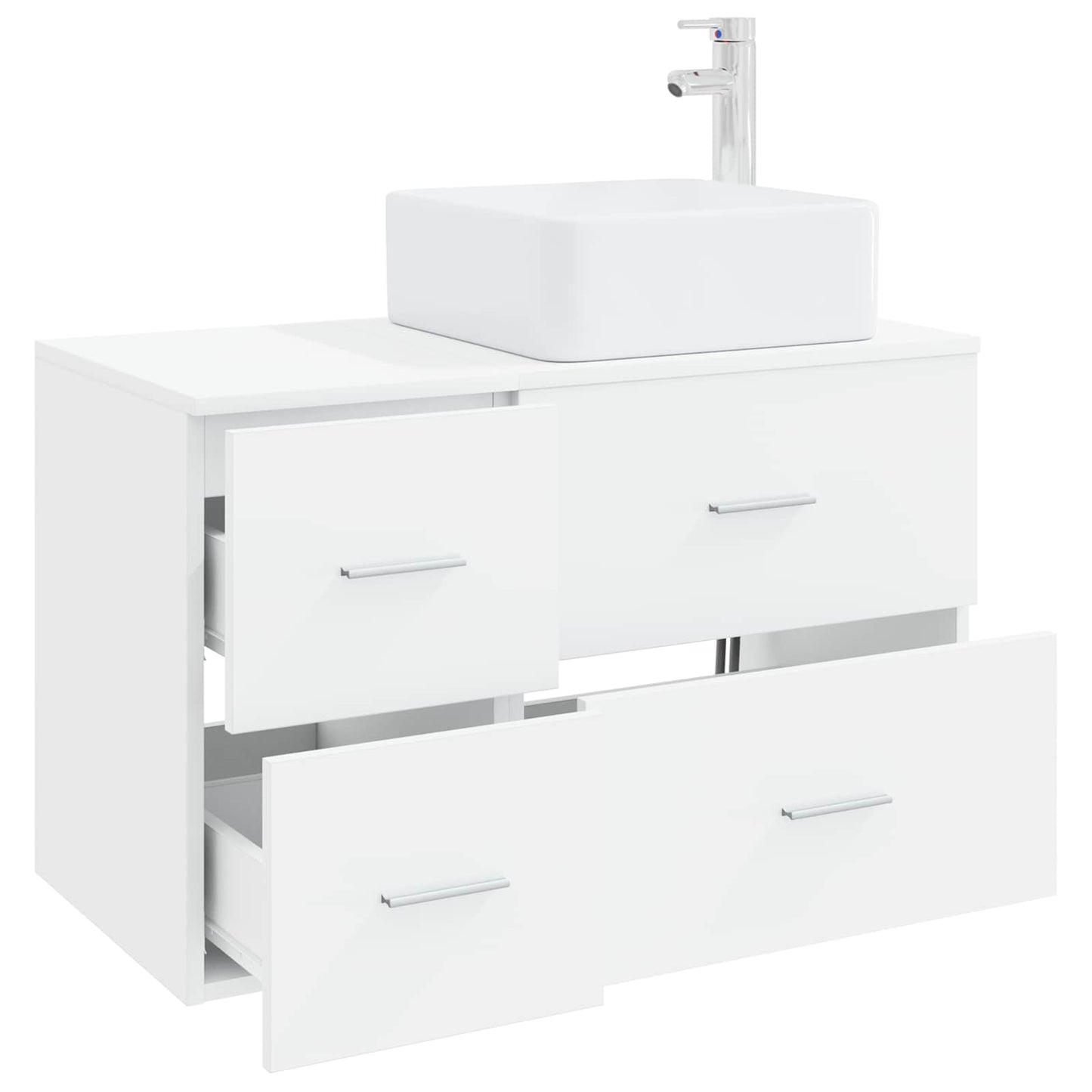 Badkamermeubelset 2 pcs Wit Bewerkt hout