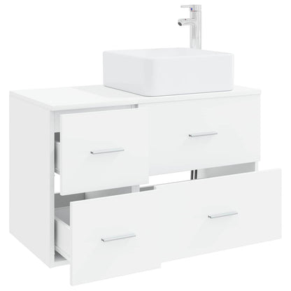 Badkamermeubelset 2 pcs Wit Bewerkt hout