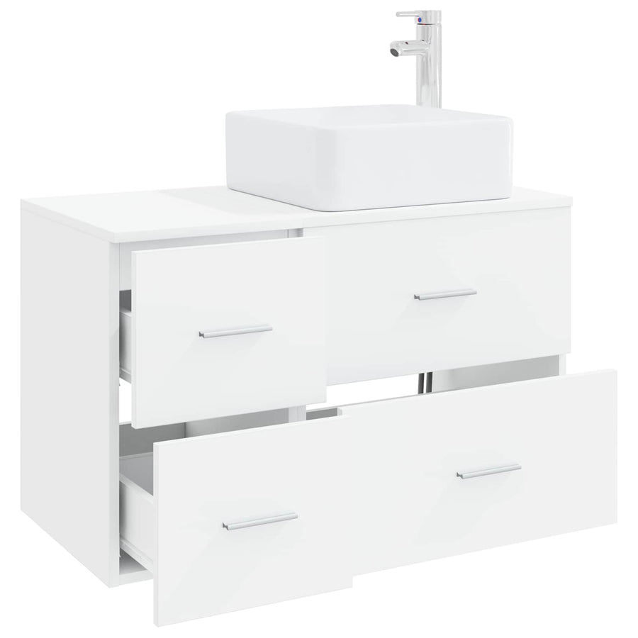 Badkamermeubelset 2 pcs Wit Bewerkt hout