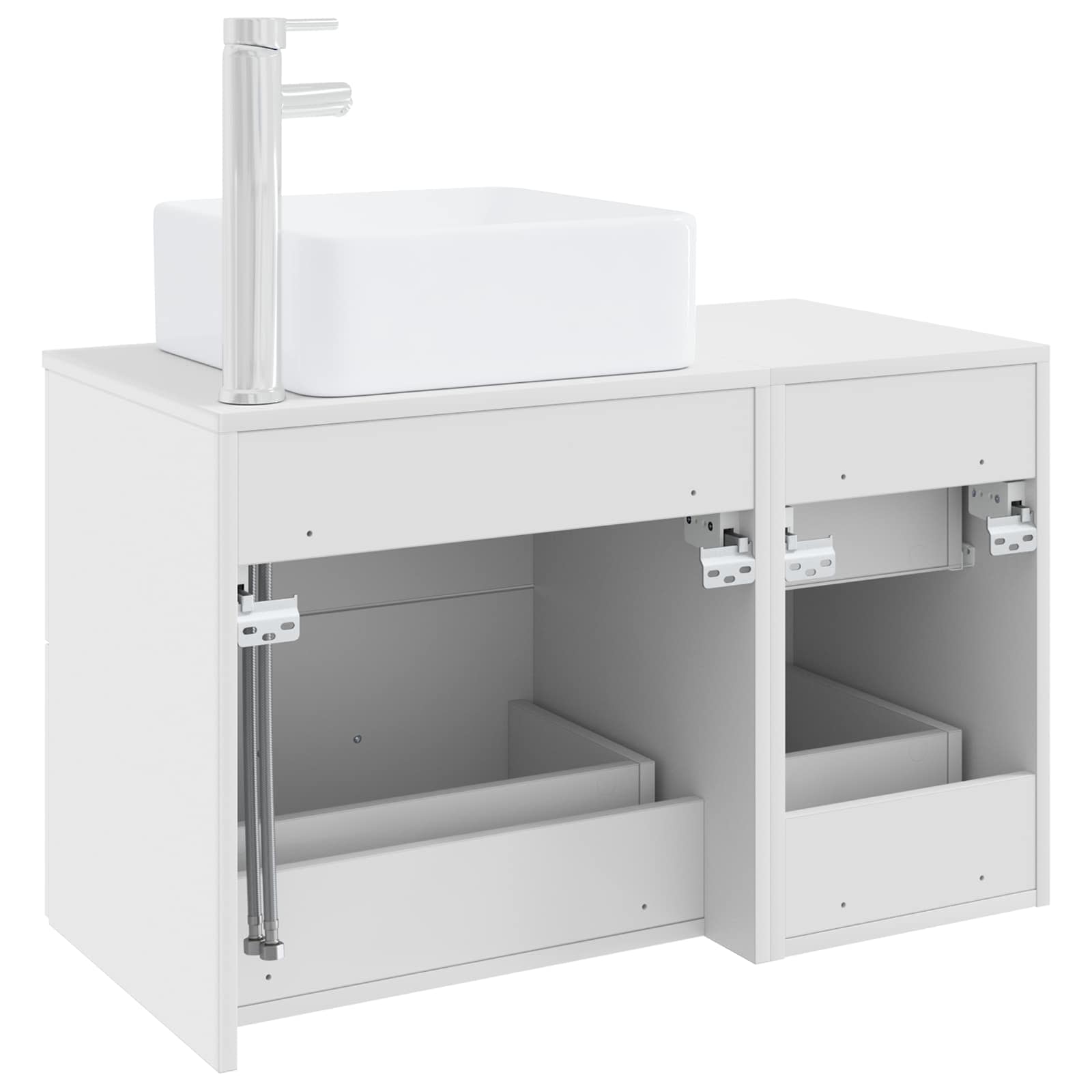 Badkamermeubelset 2 pcs Wit Bewerkt hout