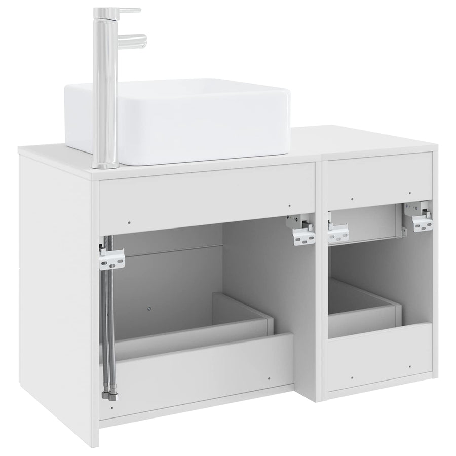 Badkamermeubelset 2 pcs Wit Bewerkt hout