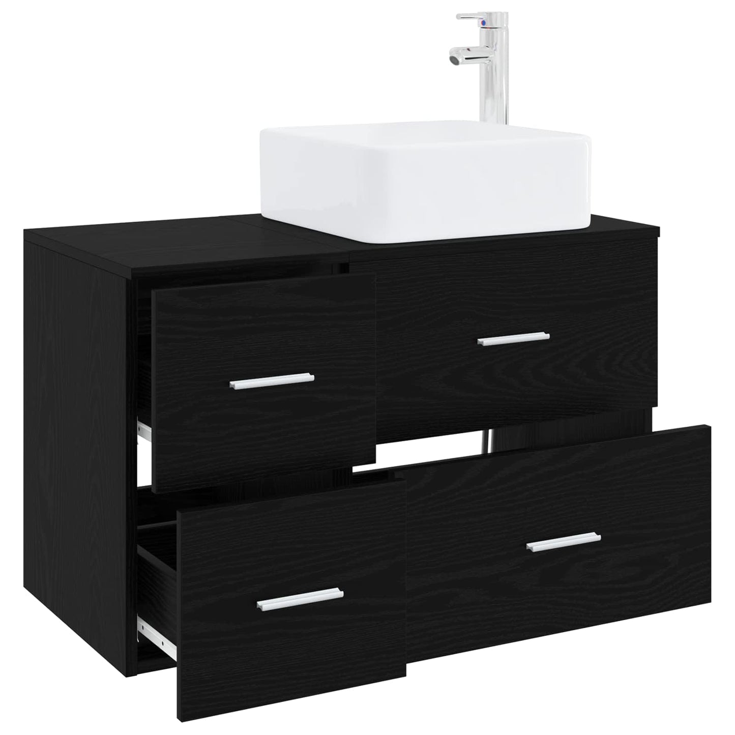 Badkamermeubelset 2 pcs Zwart eiken Bewerkt hout
