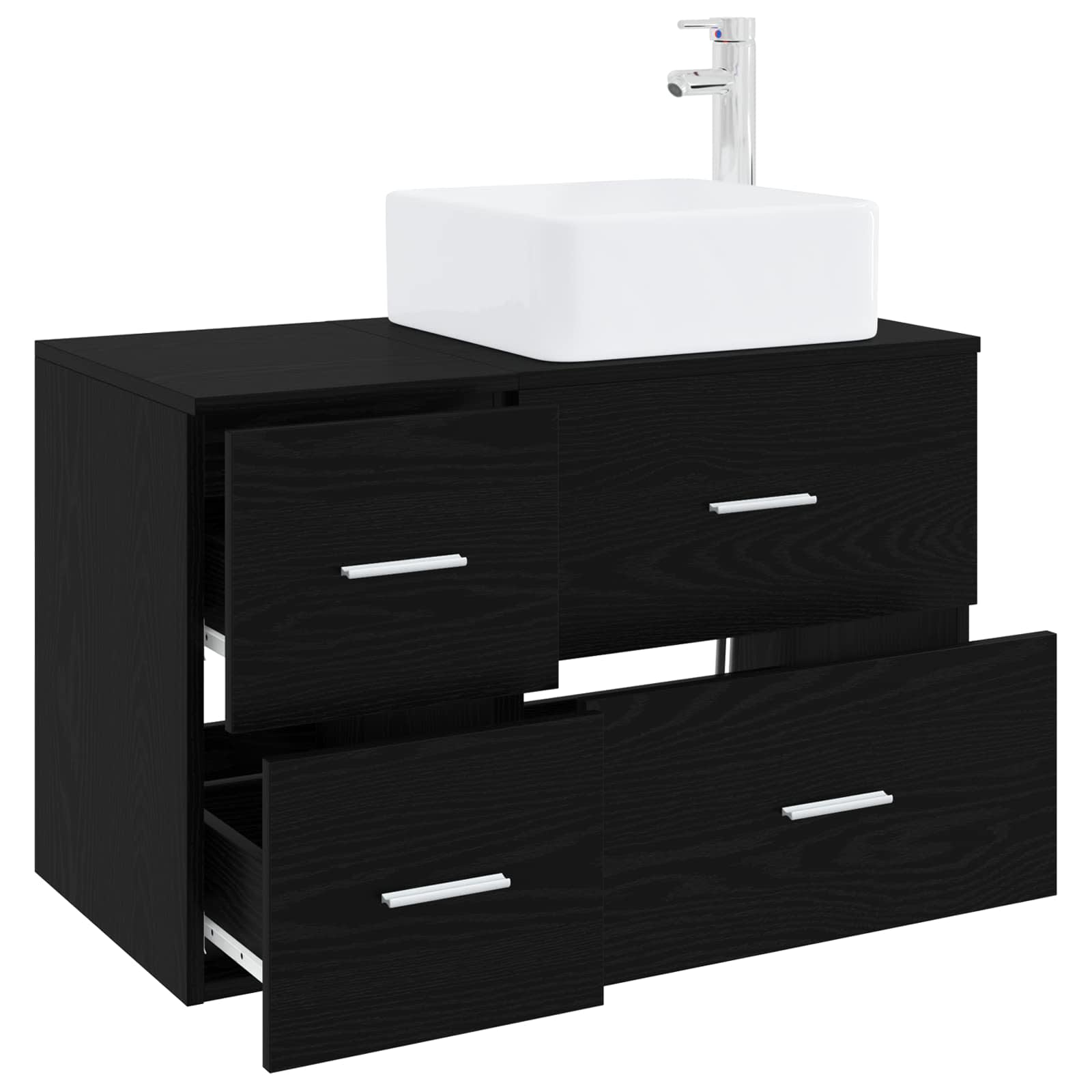 Badkamermeubelset 2 pcs Zwart eiken Bewerkt hout