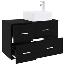 Badkamermeubelset 2 pcs Zwart eiken Bewerkt hout