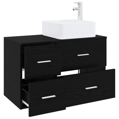 Badkamermeubelset 2 pcs Zwart eiken Bewerkt hout