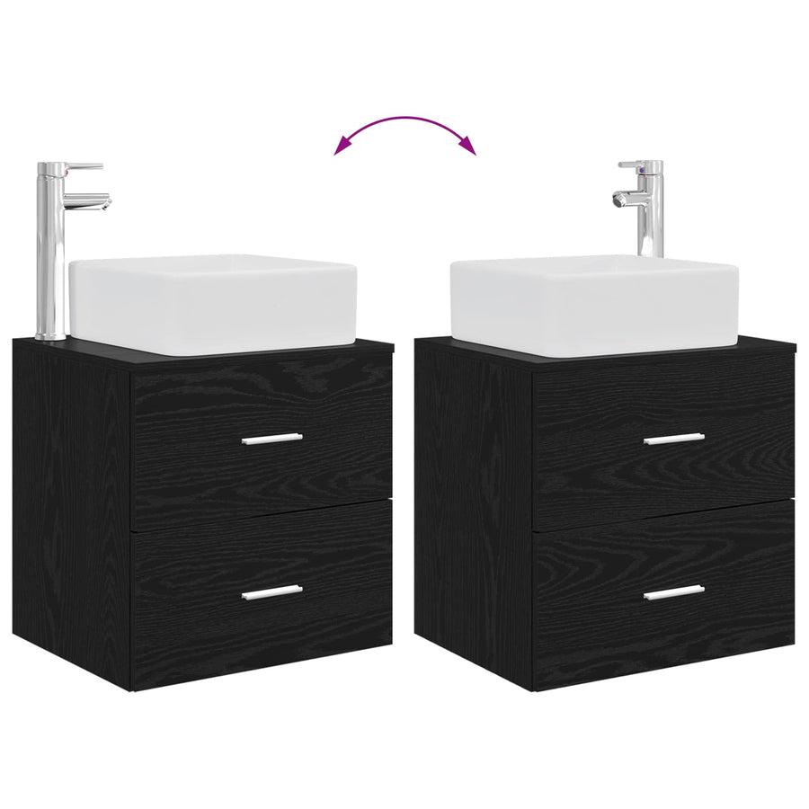 Badkamermeubelset 2 pcs Zwart eiken Bewerkt hout