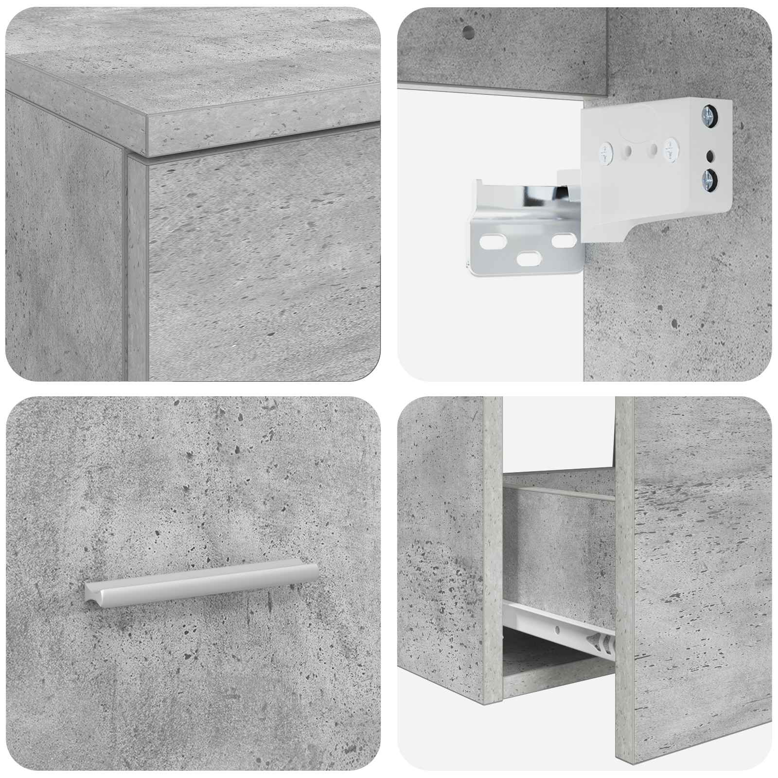 Badkamermeubelset 2 pcs Betongrijs Bewerkt hout