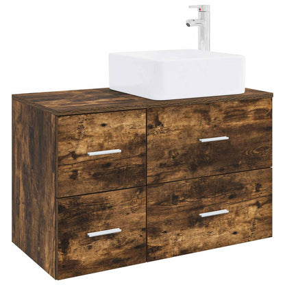 Badkamermeubelset 2 pcs Gerookt eiken Bewerkt hout