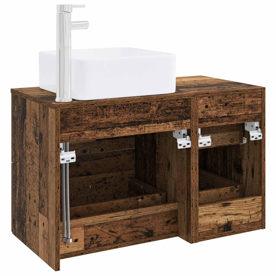Badkamermeubelset 2 pcs Oud hout Bewerkt hout