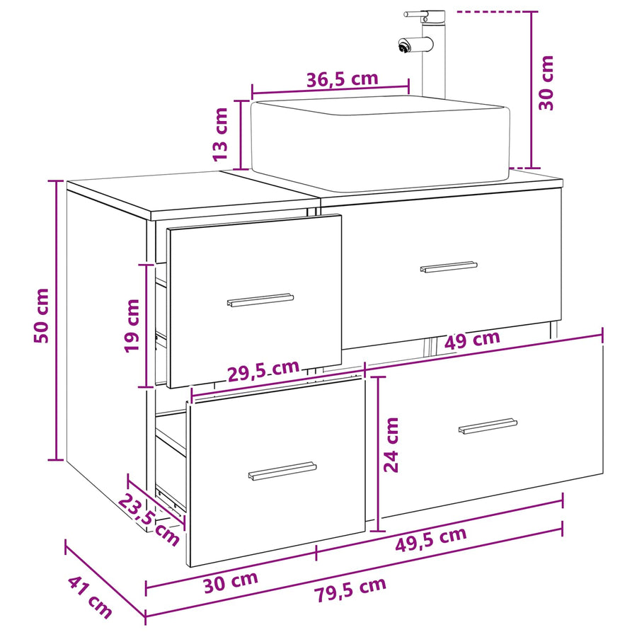 Badkamermeubelset 2 pcs Oud hout Bewerkt hout