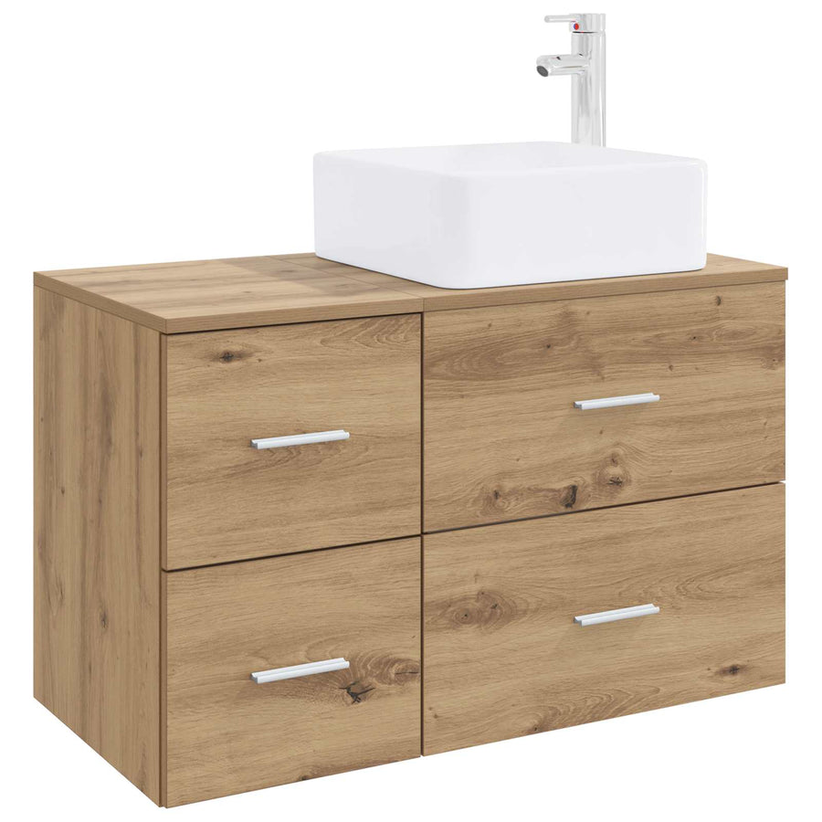 Badkamermeubelset 2 pcs Artisanaal eiken Bewerkt hout