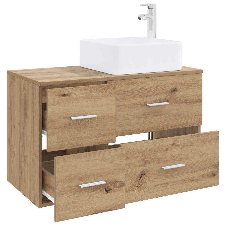 Badkamermeubelset 2 pcs Artisanaal eiken Bewerkt hout