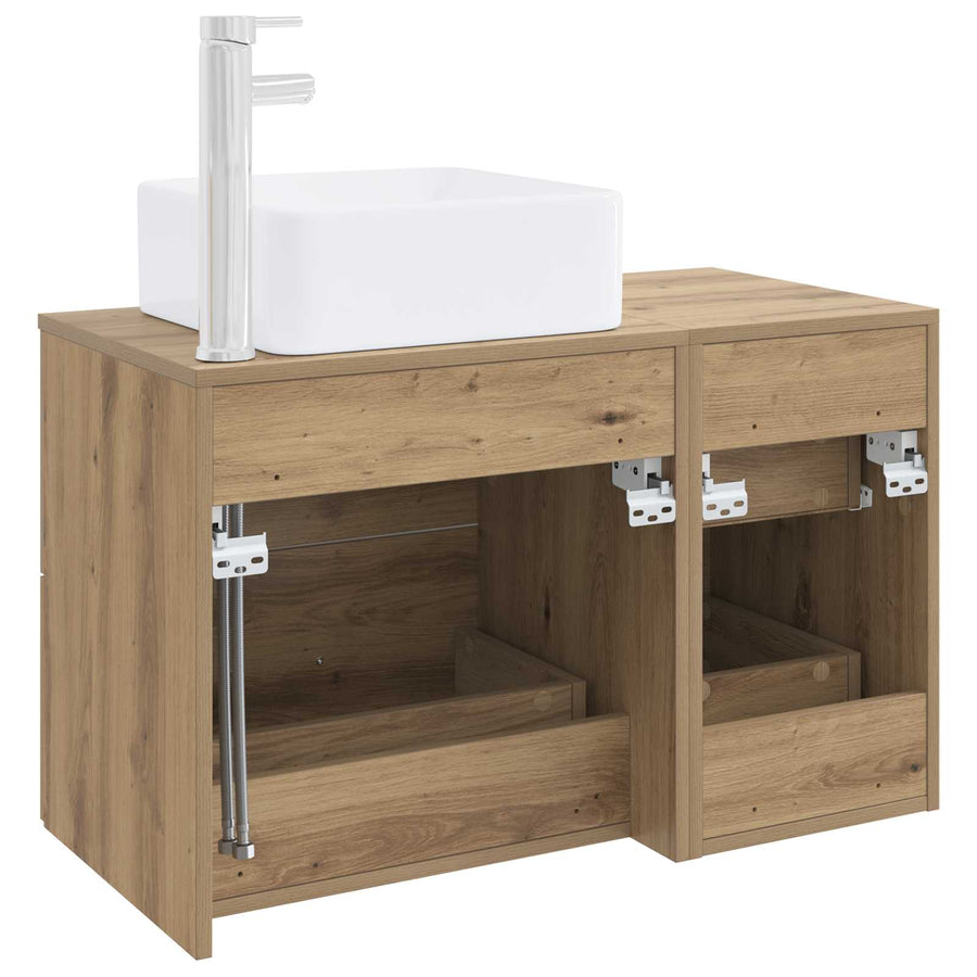 Badkamermeubelset 2 pcs Artisanaal eiken Bewerkt hout