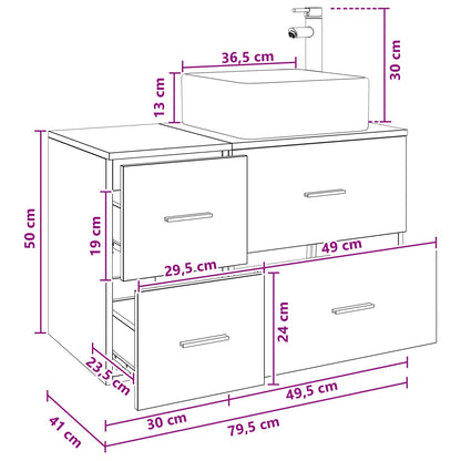 Badkamermeubelset 2 pcs Artisanaal eiken Bewerkt hout