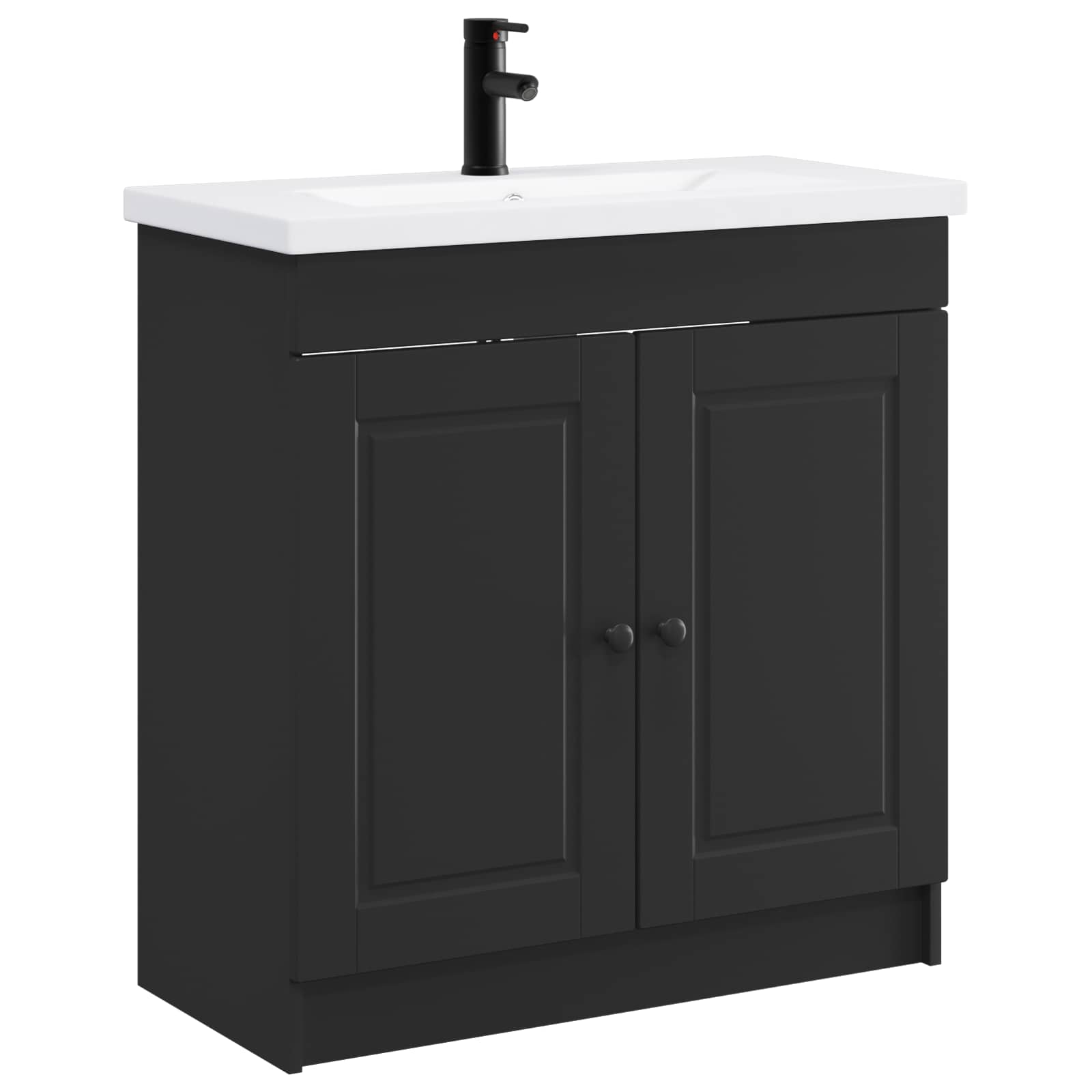 Badkamermeubelset Zwart 56 x 37,5 x 81 cm Bewerkt hout