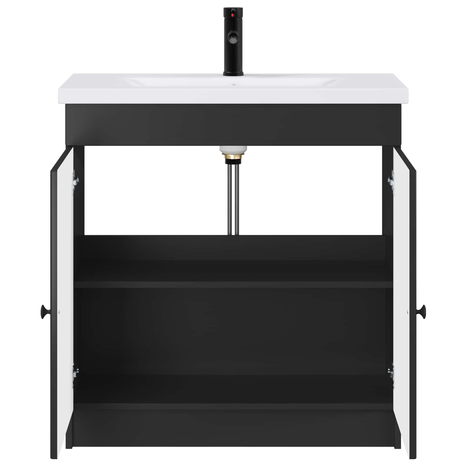 Badkamermeubelset Zwart 56 x 37,5 x 81 cm Bewerkt hout