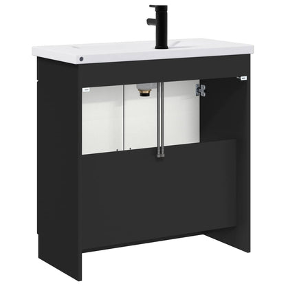 Badkamermeubelset Zwart 56 x 37,5 x 81 cm Bewerkt hout
