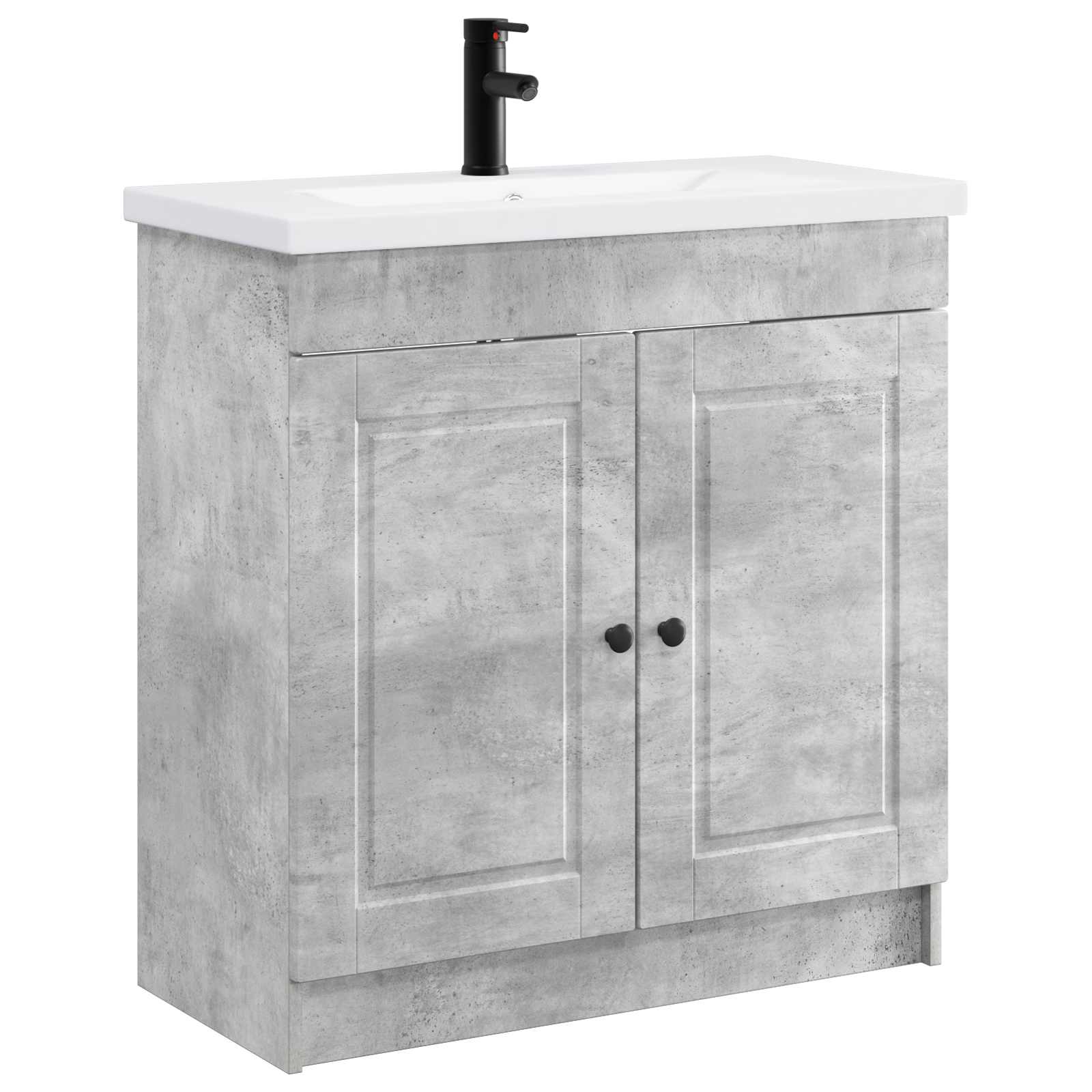 Badkamermeubelset Betongrijs 56 x 37,5 x 81 cm Bewerkt hout