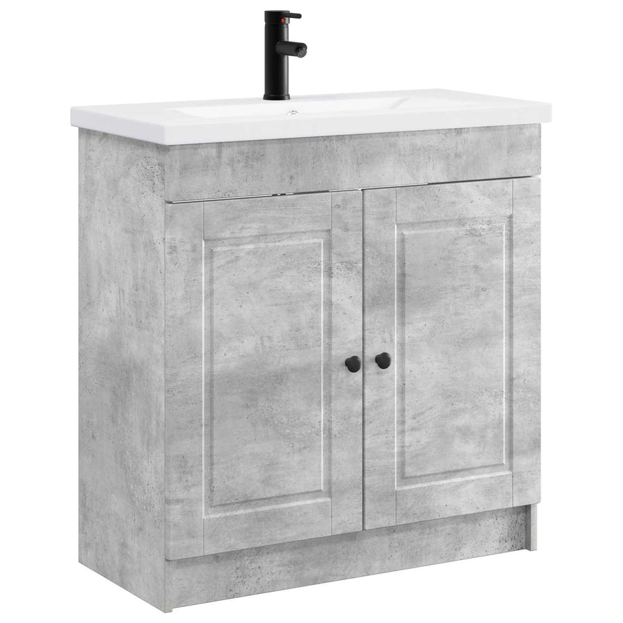 Badkamermeubelset Betongrijs 56 x 37,5 x 81 cm Bewerkt hout