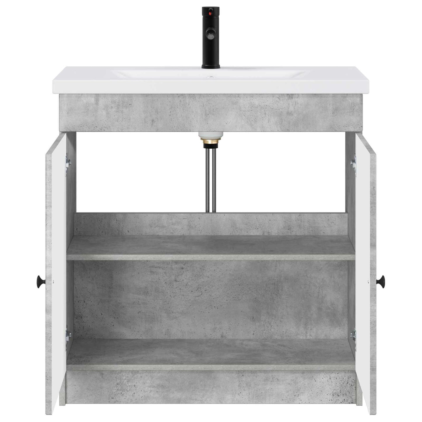 Badkamermeubelset Betongrijs 56 x 37,5 x 81 cm Bewerkt hout