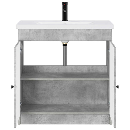 Badkamermeubelset Betongrijs 56 x 37,5 x 81 cm Bewerkt hout