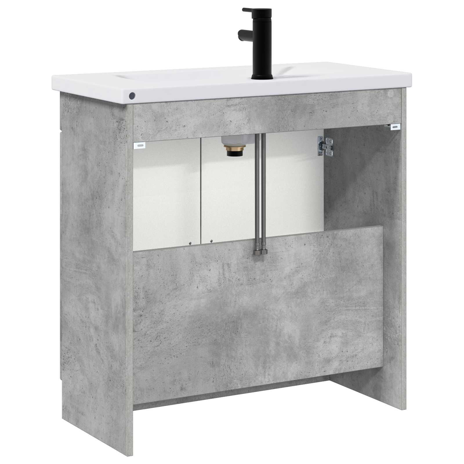 Badkamermeubelset Betongrijs 56 x 37,5 x 81 cm Bewerkt hout