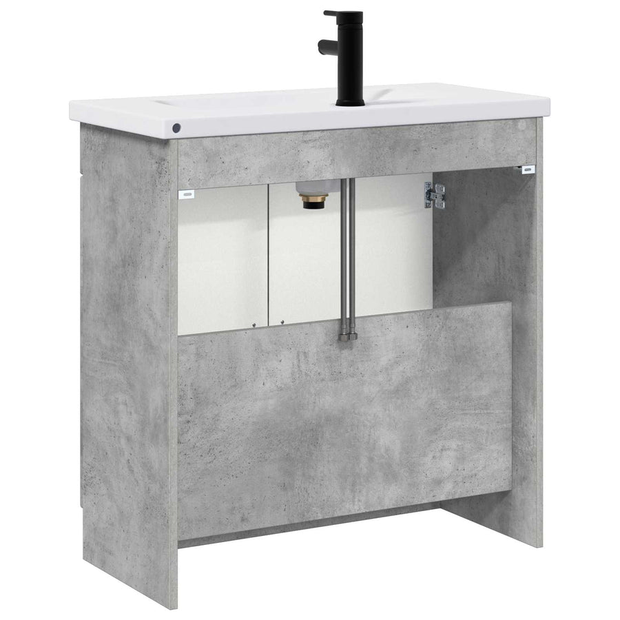 Badkamermeubelset Betongrijs 56 x 37,5 x 81 cm Bewerkt hout