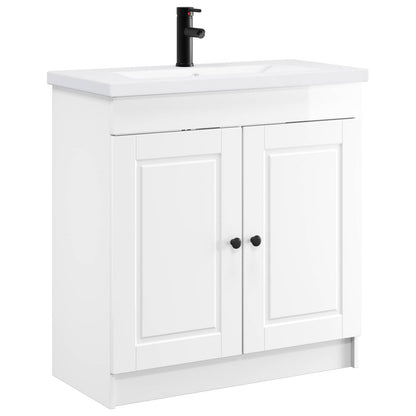 Badkamermeubelset Hoogglans Wit 56 x 37,5 x 81 cm Bewerkt hout