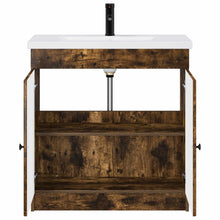 Badkamermeubelset Gerookt eiken 56 x 37,5 x 81 cm Bewerkt hout