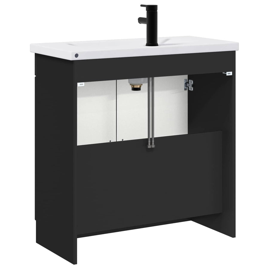 Badkamermeubelset Zwart 78,5 x 37,5 x 81 cm Bewerkt hout