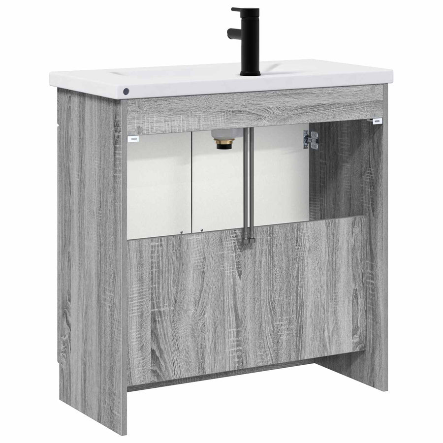 Badkamermeubelset Grijs Sonoma 78,5 x 37,5 x 81 cm Bewerkt hout