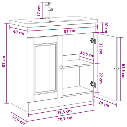 Badkamermeubelset Oud hout 78,5 x 37,5 x 81 cm Bewerkt hout