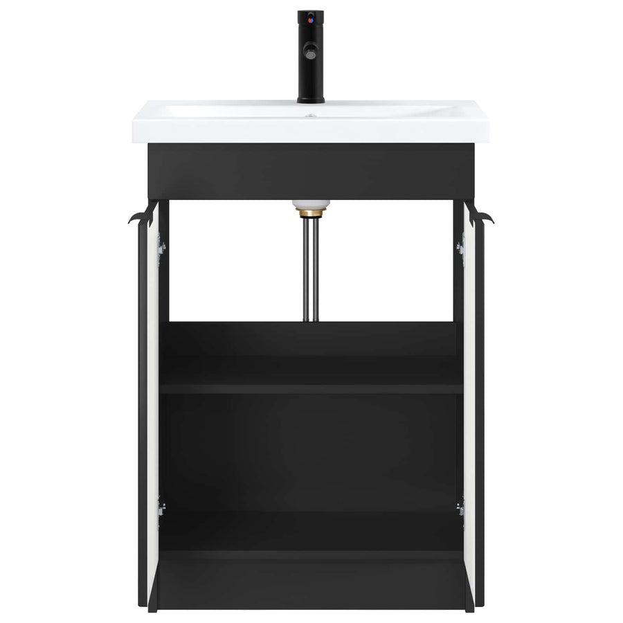 Badkamermeubelset Zwart 56 x 37,5 x 81 cm Bewerkt hout