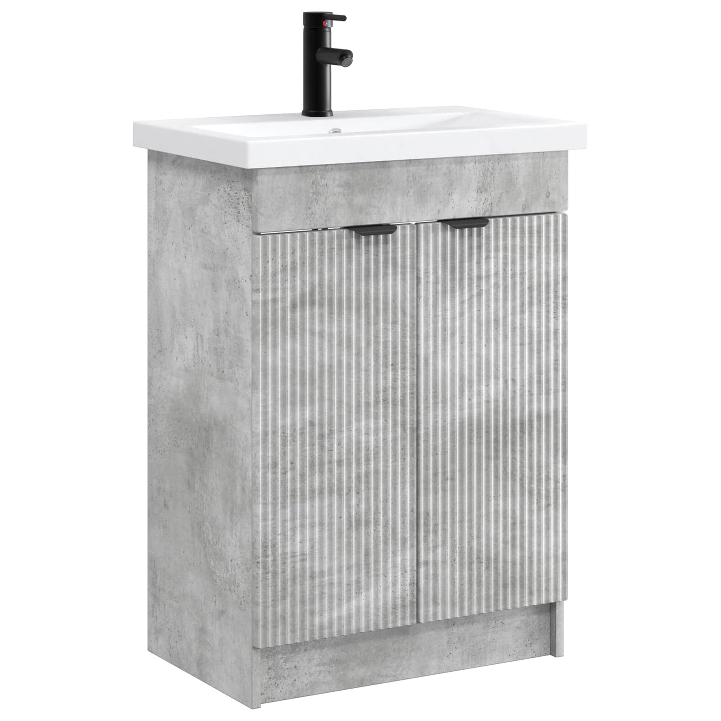 Badkamermeubelset Betongrijs 56 x 37,5 x 81 cm Bewerkt hout
