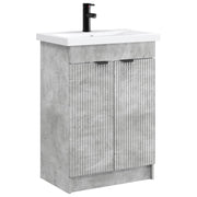Badkamermeubelset 56x37,5x81 cm betongrijs bewerkt hout