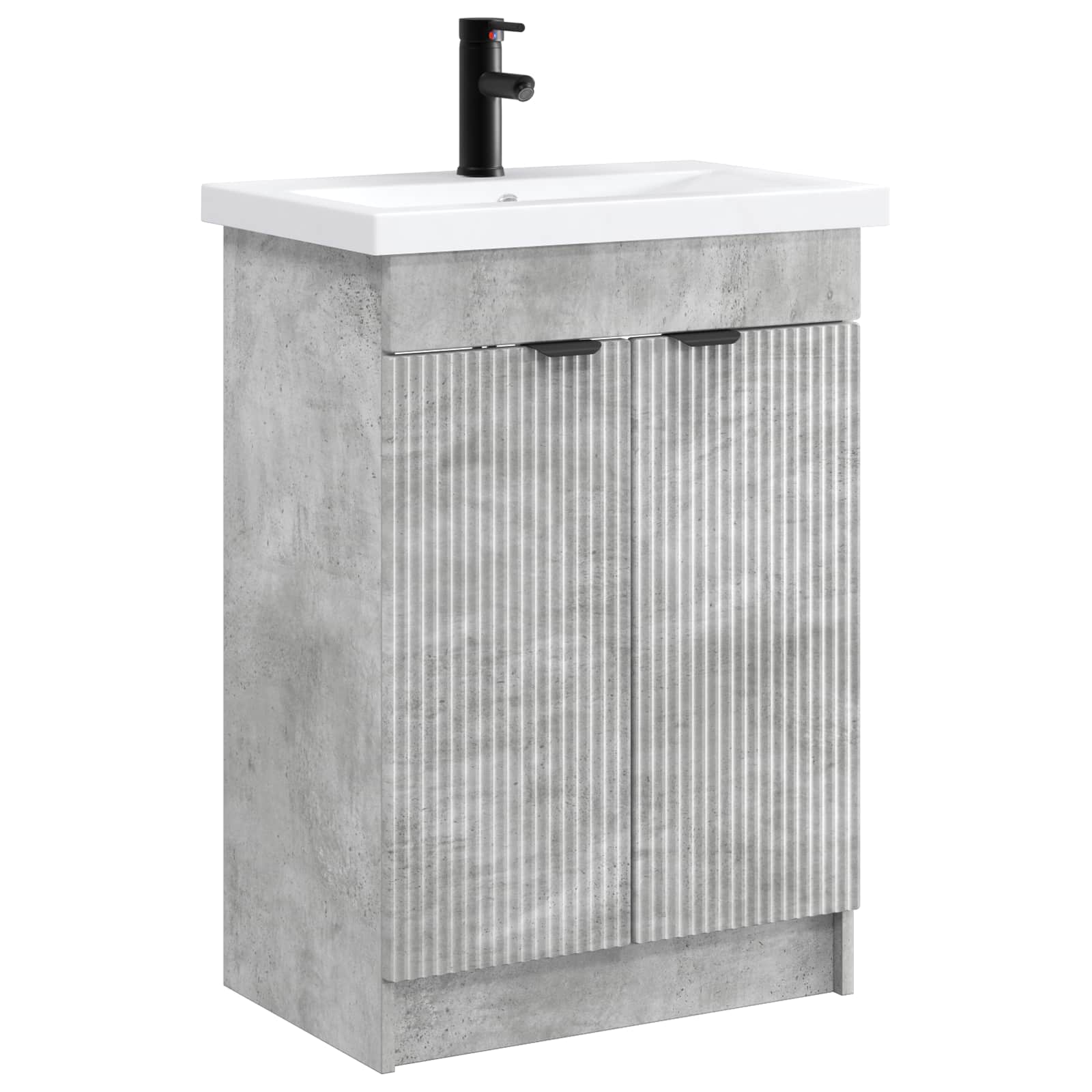 Badkamermeubelset Betongrijs 56 x 37,5 x 81 cm Bewerkt hout