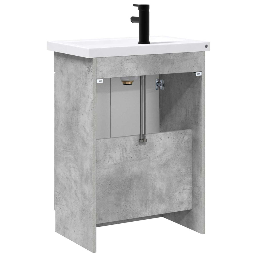 Badkamermeubelset Betongrijs 56 x 37,5 x 81 cm Bewerkt hout