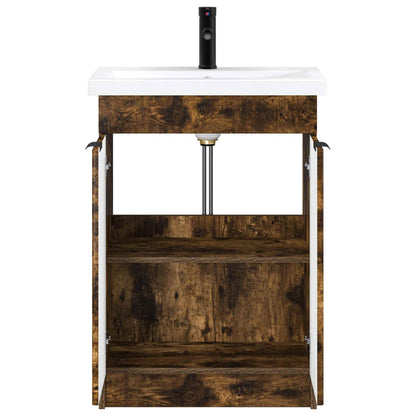 Badkamermeubelset Gerookt eiken 56 x 37,5 x 81 cm Bewerkt hout