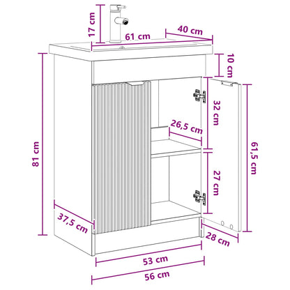 Badkamermeubelset Gerookt eiken 56 x 37,5 x 81 cm Bewerkt hout